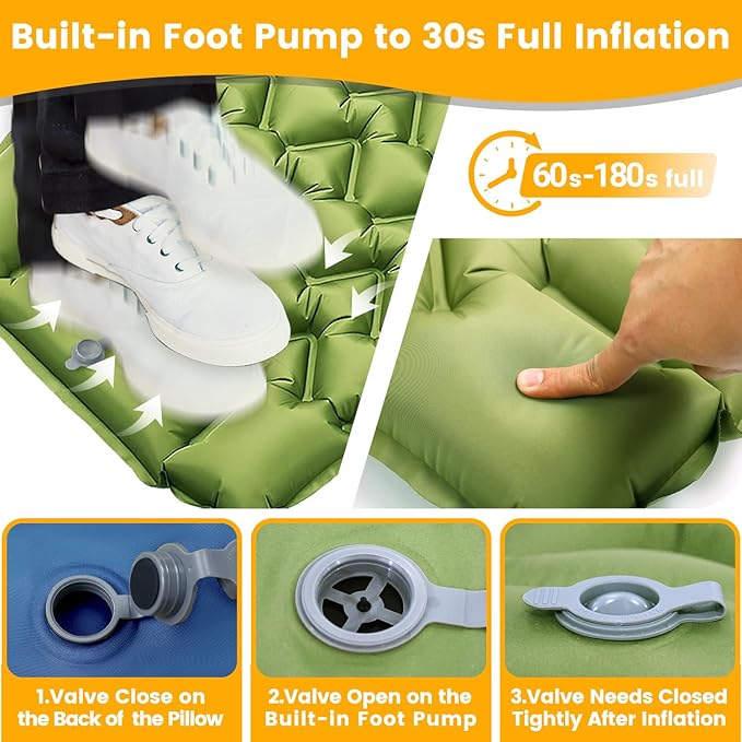 Camping Sleeping Pad, 4in Thick Ultralight Inflatable Camping Mat - Image 3