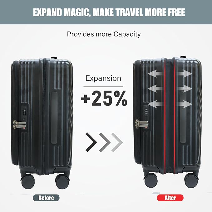 buy 0ne get 0ne free! 20 Inch Expandable Carry on Luggage PC Hard Shell TSA - Image 3