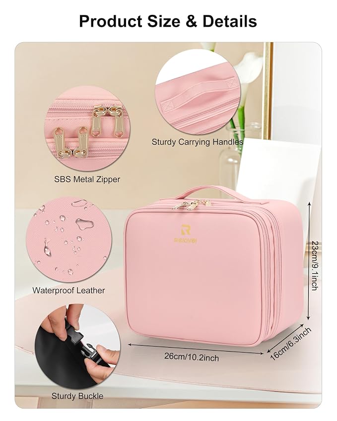 Relavel Makeup Bag with LED Mirror, Small Travel Makeup Case with Rechargeable - Image 2