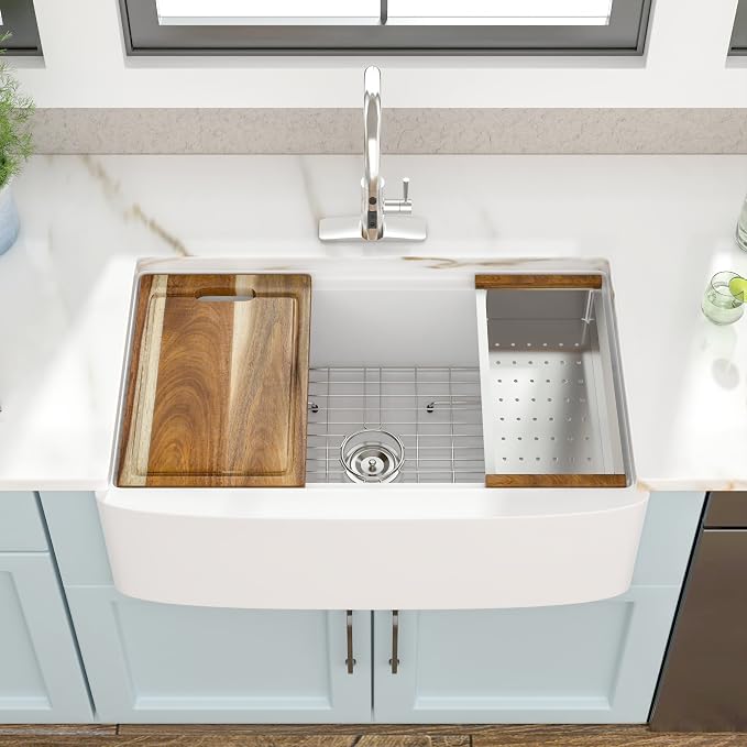 33 White Farm Sink Workstation - Image 4