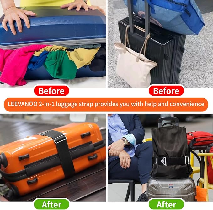 Luggage Straps for Suitcases Add a Bag Luggage Strap, 2-in-1 Travel Belt for - Image 3