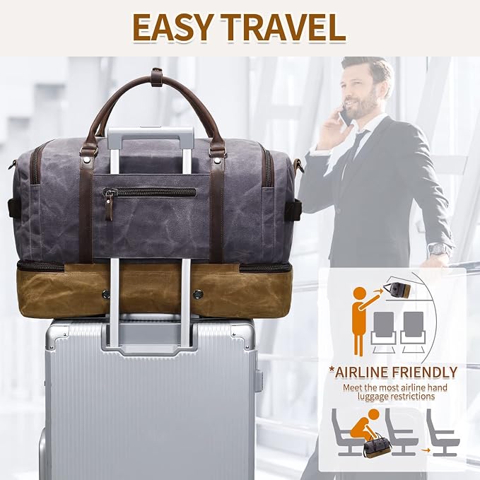 Nerlion Weekender Bag with Shoe Compartment Large Overnight Bag - Image 3