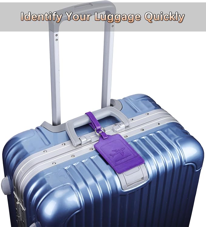 Teskyer Luggage Tags, 3 Pack Premium PU Leather Luggage Tags Privacy Protection - Image 8