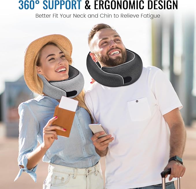Travel Neck Pillows, 100% Memory Foam Filling, Travel Pillows - Image 7