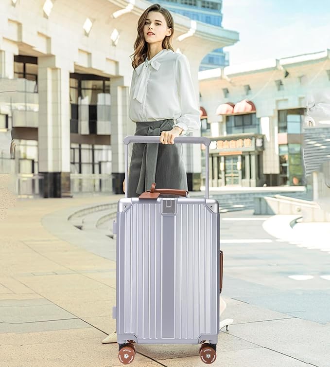 feilario 24in Aluminum Frame Wide Handle Hard Shell Carry On Suitcase - Image 6
