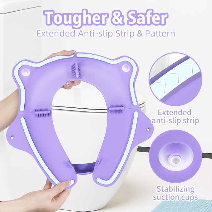 SKYROKU Foldable Kids Toilet Seat – Portable & Anti-Slip Travel Potty Training - Image 3