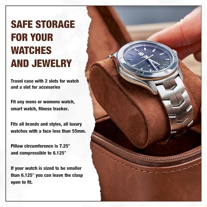 Awesometik 2 Slot Luxury Travel Faux Leather Watch Case. Watch Storage - Image 6