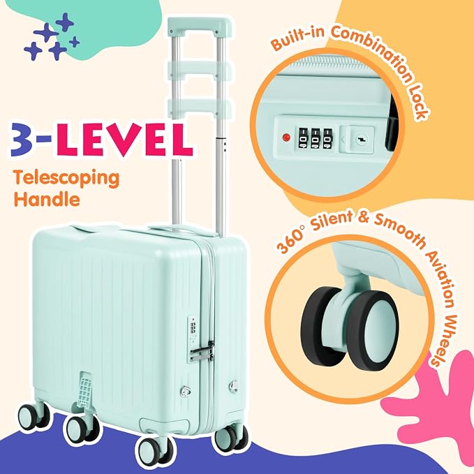 Kids Ride-On Luggage, Foldable Pedal, Hidden Cup Holder & Combination Lock - Image 2