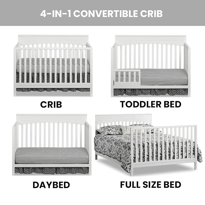 Oxford Baby Harper 4-in-1 Convertible Crib, Snow White - Image 3