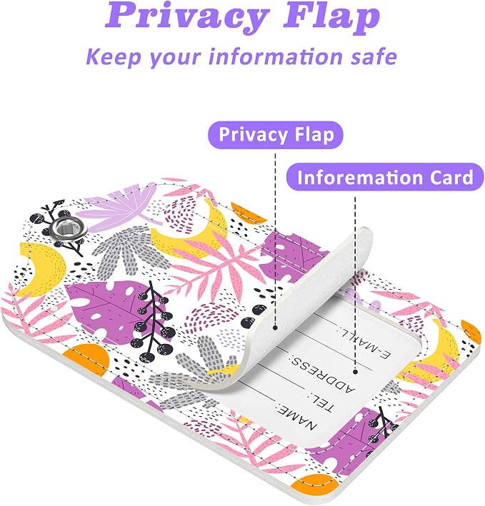 Tropical Plants Leaves Fruits Luggage Tags 2PCS PU Leather Suitcases Tag - Image 3
