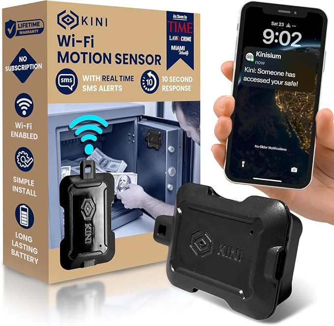 Kini SafeAlert WiFi Motion Sensor Alarm | Real-Time SMS Notification | Wireless by Kinisium