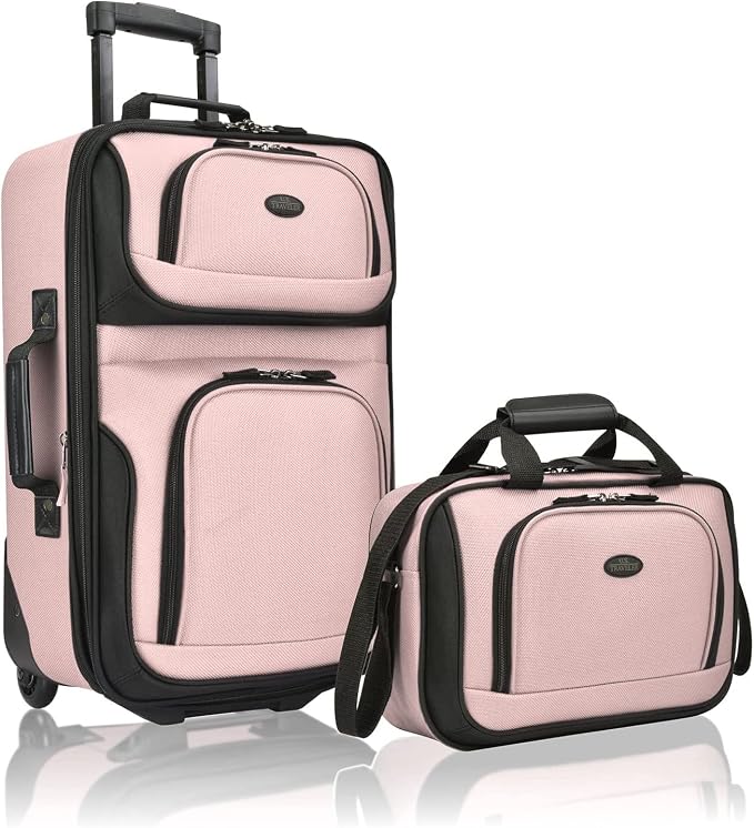 U.S. Traveler Rio Fabric Expandable Carry-on Luggage, Rolling Suitcase by USTraveler