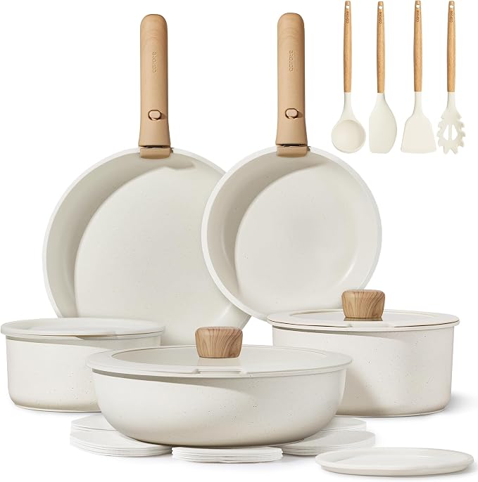 CAROTE 19pcs Pots and Pans Non Stick, Cookware Sets Detachable Handle, by CAROTE