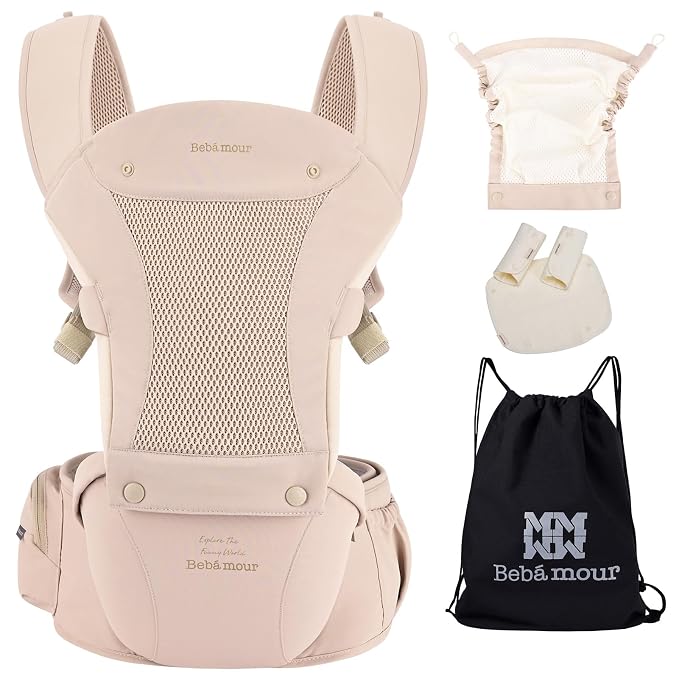 Bebamour Baby Carrier with Hip Seat, All-Position Breathable Mesh Hip Seat & - Image 2