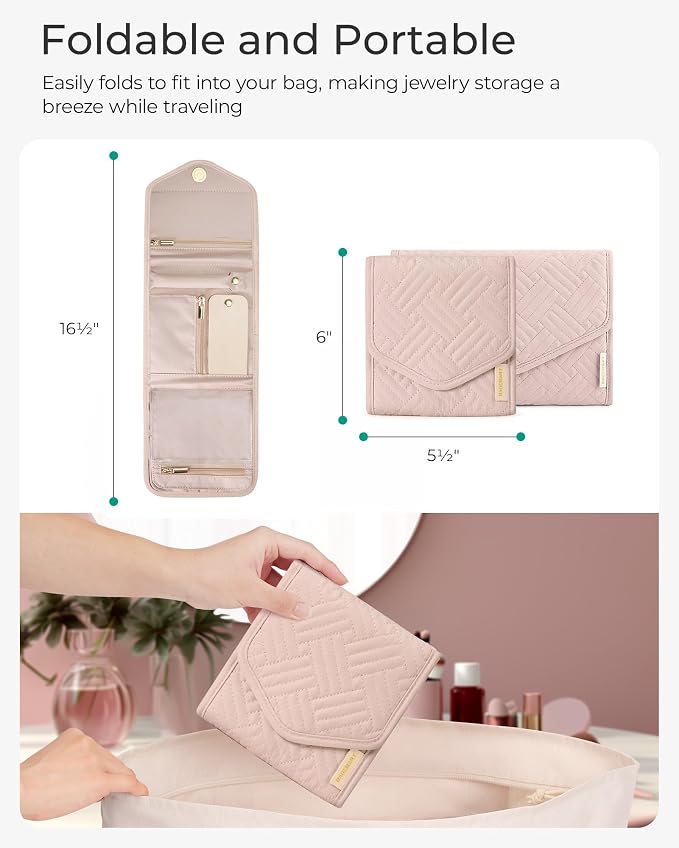 BAGSMART Travel Jewelry Organizer Case Foldable Jewelry Roll - Image 6