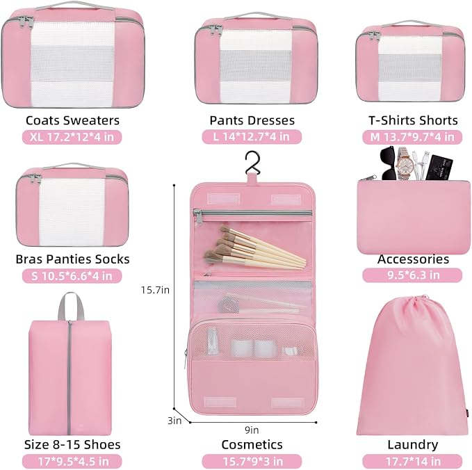 BAGAIL 6 Set/8 Set/10 Set Packing Cubes Various Sizes Packing Organizer - Image 2