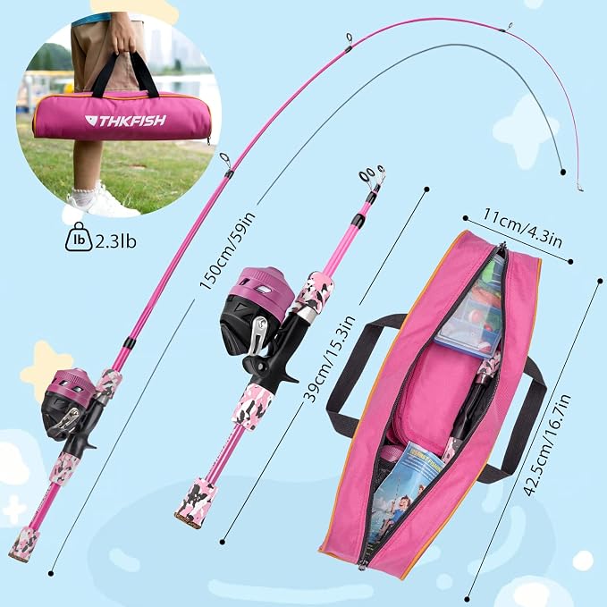 Kids Fishing Pole Set, Telescopic Fishing Rod Reel Combo Kids Starter Kit - Image 2