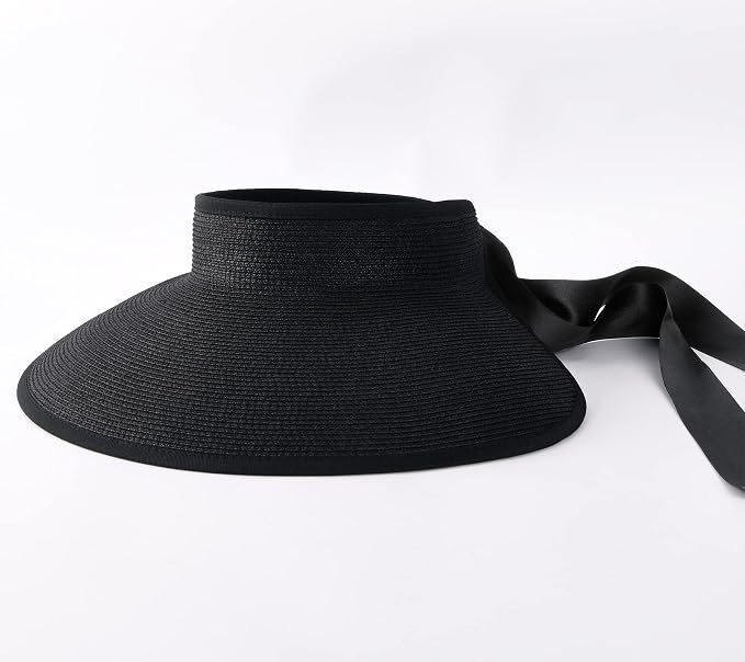 Camptrace Sun Visors for Women Wide Brim Beach Hat Foldable Straw Visor Hat - Image 7