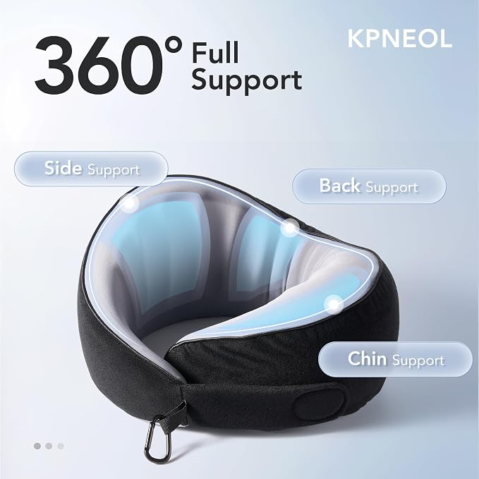Travel Pillow, 100% Pure Memory Foam Travel Neck Pillow Airplane Neck Support - Image 2