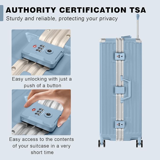 AnyZip Luggage Sets 2 Piece Aluminum Frame Carry On and Checked Suitcase PC ABS - Image 7
