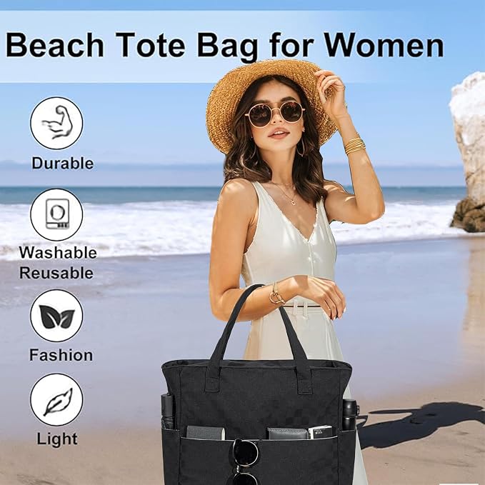 LEDAOU Beach Bag Waterproof Sandproof Women Tote Bag Pool Bag - Image 5