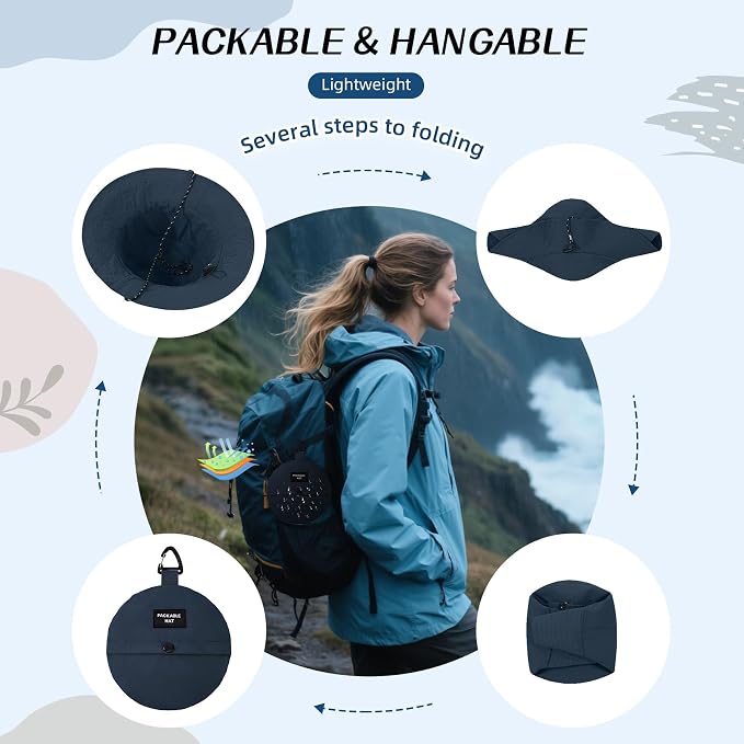 Durio Waterproof Bucket Hats for Woman UPF 50+ Sun Hat UV Protection Packable - Image 4