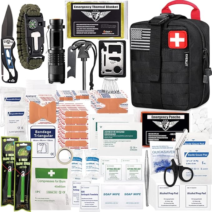 EVERLIT 250 Pieces Survival First Aid Kit IFAK EMT Molle Pouch Survival Kit by EVERLITSURVIVAL