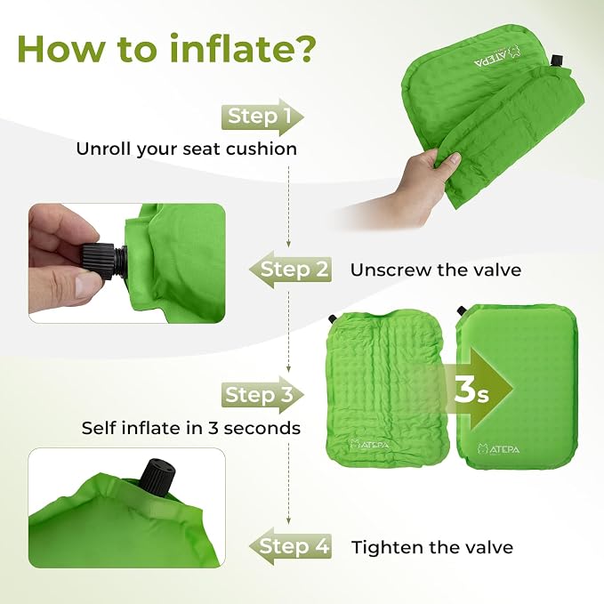 ATEPA Inflatable Stadium Seat Cushion, Self-Inflating Memory Foam Stadium Seats - Image 3