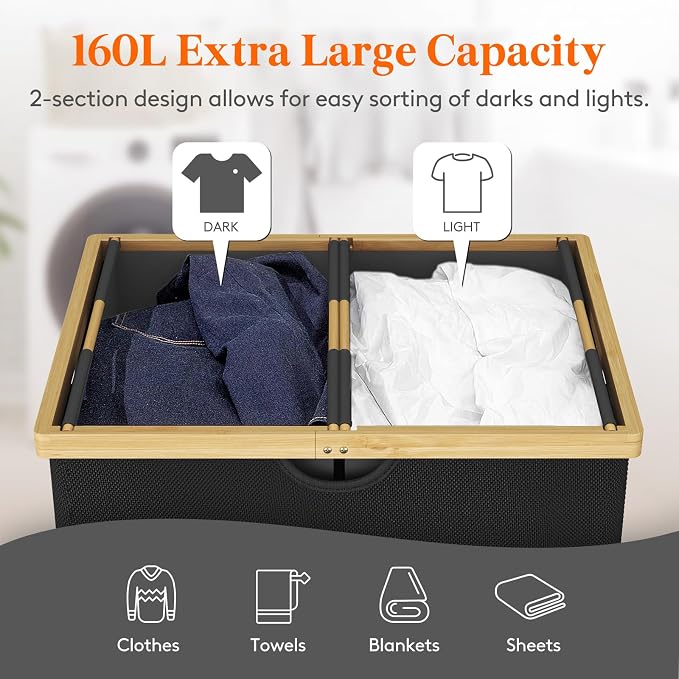Lifewit 160L Double Laundry Hamper - Image 2