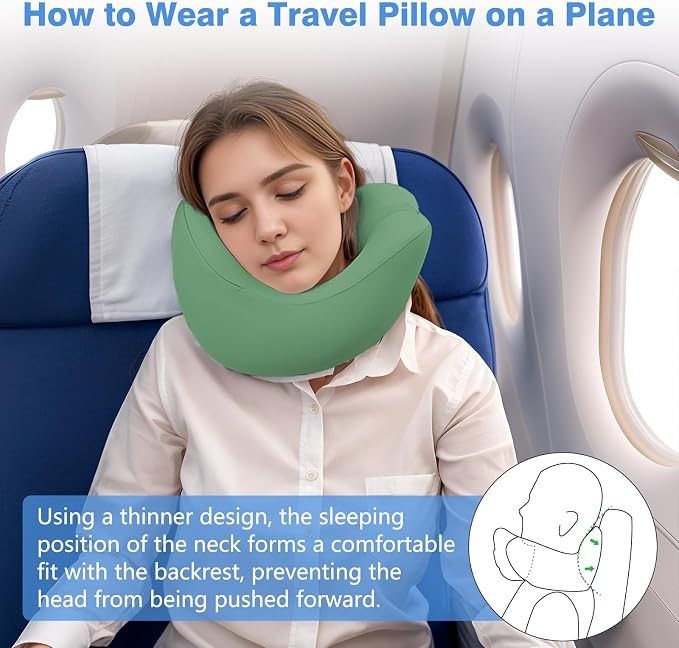 Travel Neck Pillow, Memory Foam Travel Pillow, Includes 3D Eye Masks, and - Image 4