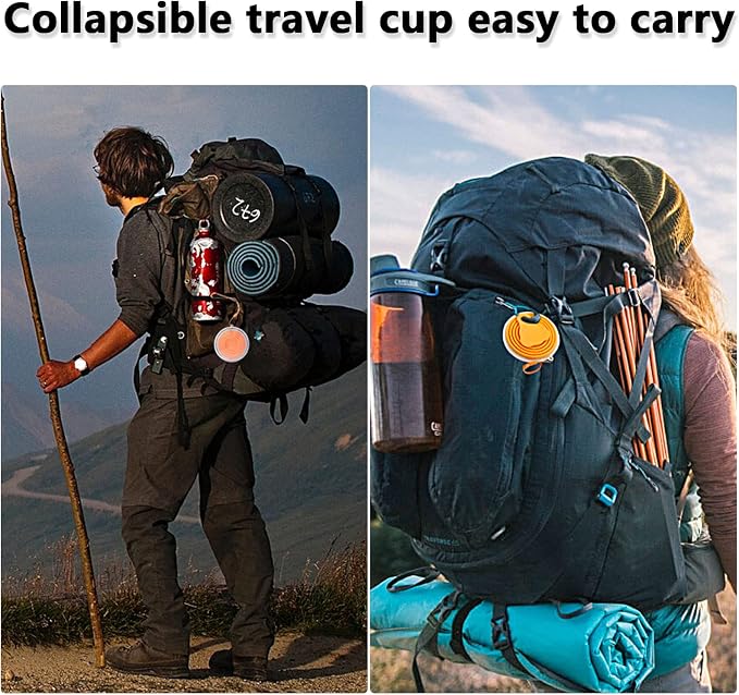Litoexpe 2 Pack Silicone Collapsible Travel Cup Portable Folding Camping Cup - Image 4