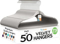 Premium Velvet Hangers 50 Pack Ultra Thin Non Slip Adult Felt Space Saving Suit by TECHZOO
