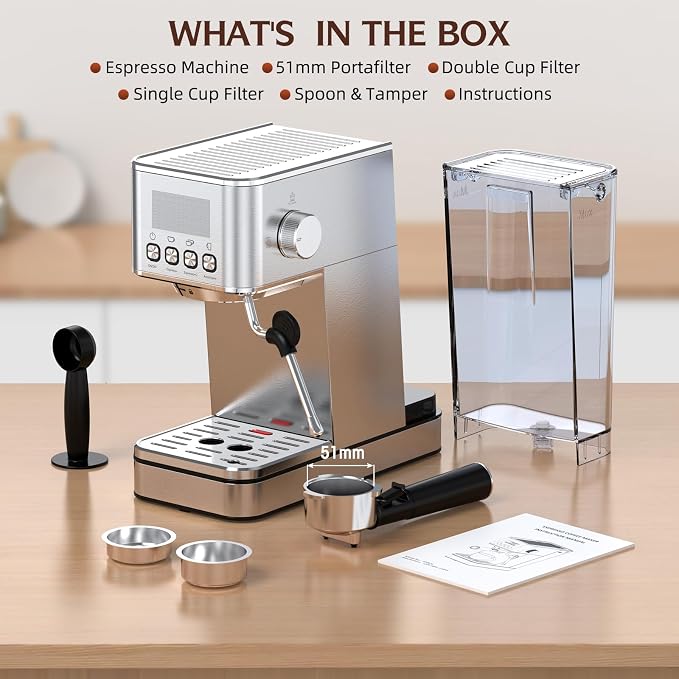 Espresso Machine 20 Bar, Stainless Compact Espresso Maker - Image 7