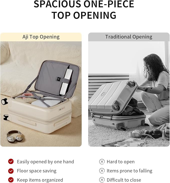 aji Expandable Top Opening Carry On Luggage Airline Approved, 20 Inch - Image 4