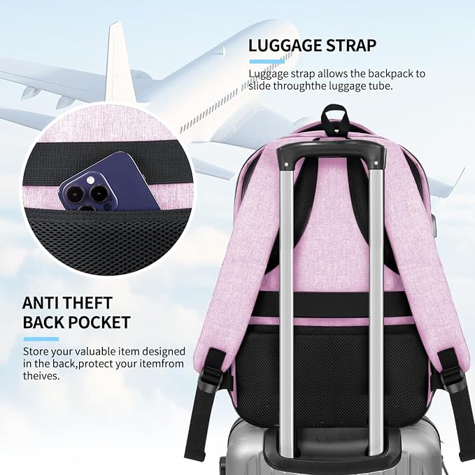 Pink Backpack for Women, School Backpacks for Girls Teen, Bookbag - Image 8