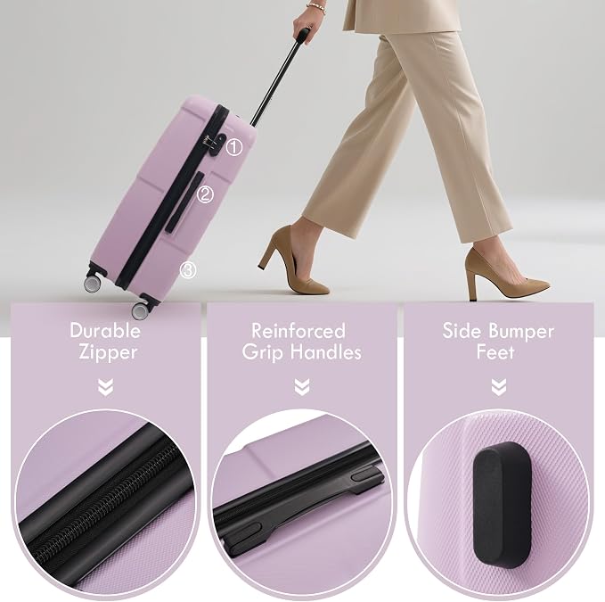 Merax Luggage Sets of 3 Piece Carry on Suitcase Airline Approved, Hardcase - Image 4