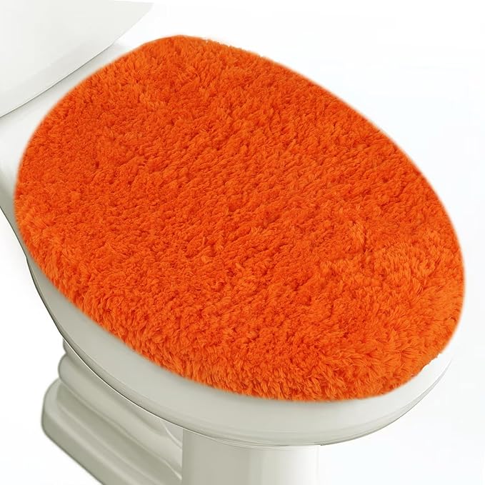 Microfiber Elongated Toilet Seat Cover 19.5"x 15" Machine Washable Solid Toilet by Baahrnom