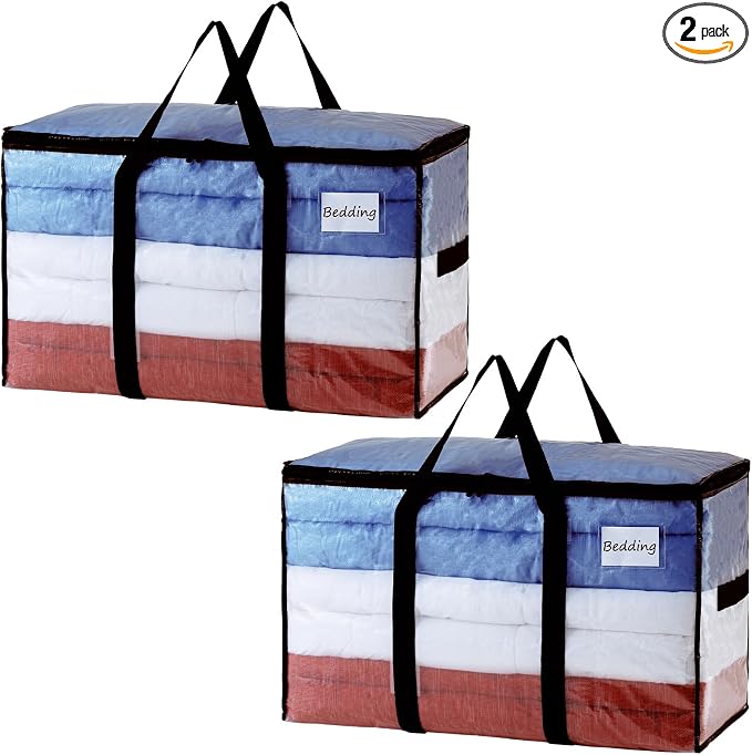 TAILI Extra Large Moving Bags, 2 Pack Clear Heavy Duty Totes by TAILI