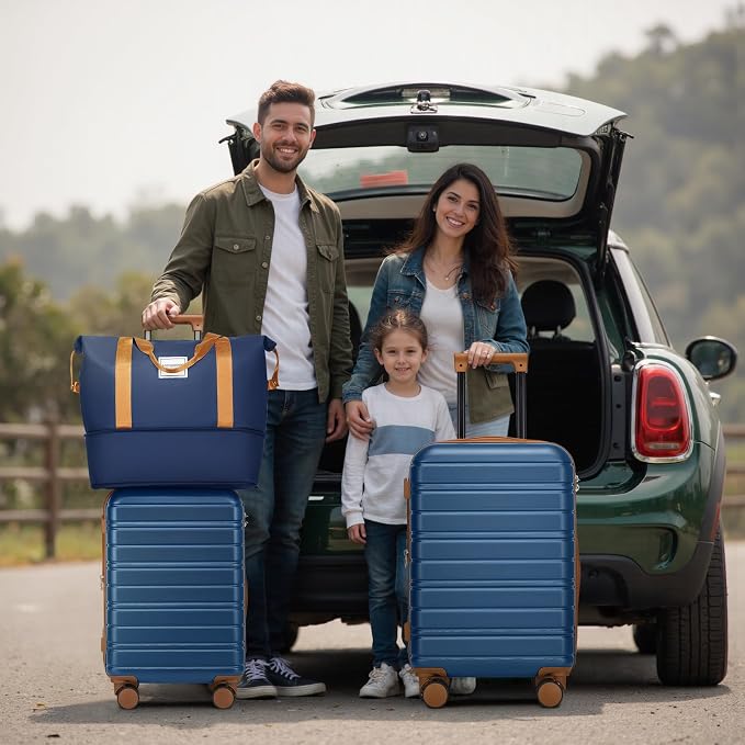 LARVENDER Luggage Sets 5 Piece Hardside Expandable Suitcase - Image 2