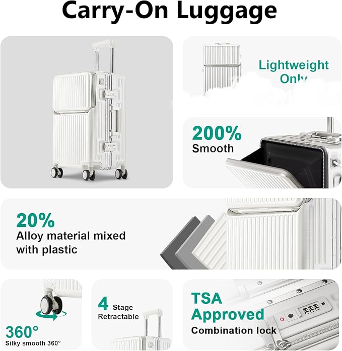 Hard Shell Luggage 20 Inch Travel Luggage, Carry-On Luggage Spinner TSA - Image 4