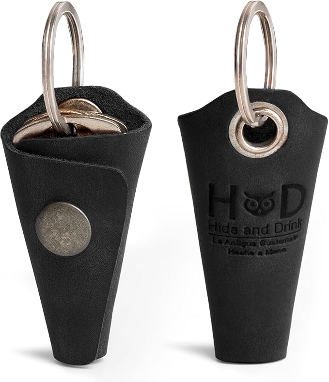 Hide & Drink Full Grain Leather Wrap Keychain, Organizer Snap Closure, Key Ring by HideDrink
