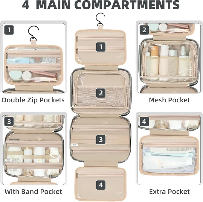BAGAIL Hanging Toiletry Bag for Women Water-resistant Cosmetic Bag Large - Image 6
