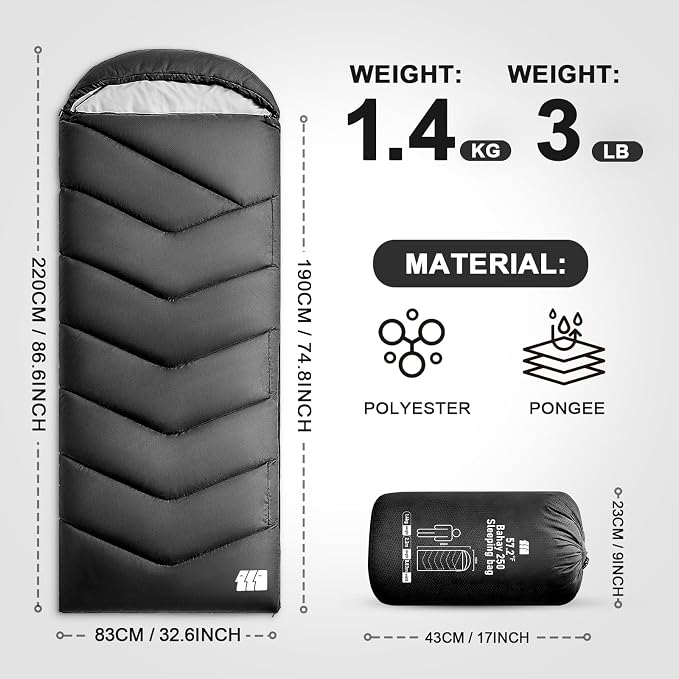 Sleeping Bags for Adults Cold Weather, Waterproof, Lightweight Camping Sleeping - Image 2