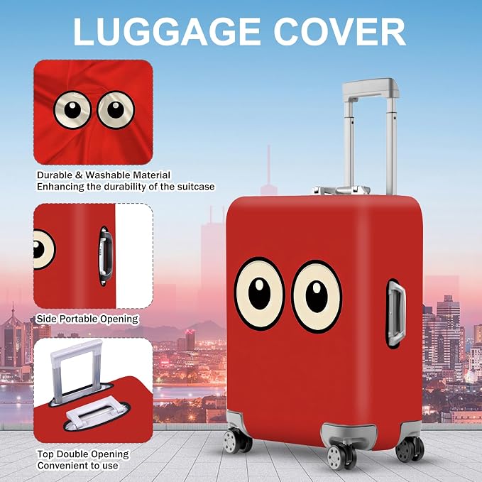 ANNA QUEEN Funny Cartoon Eyes Luggage Cover, Travel Suitcase Cover - Image 3