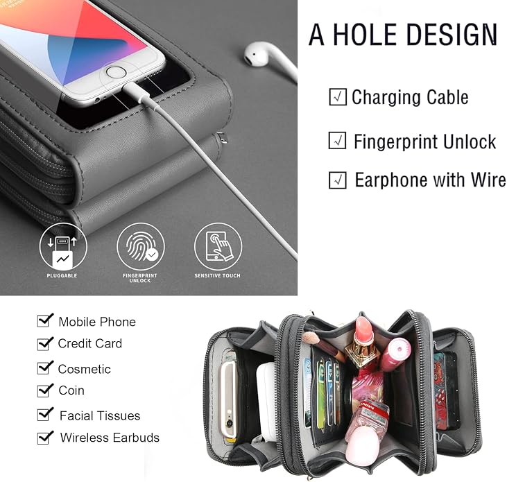 Crossbody Cellphone Purse Women Touch Screen Bag RFID Blocking Wallet Handbag - Image 2