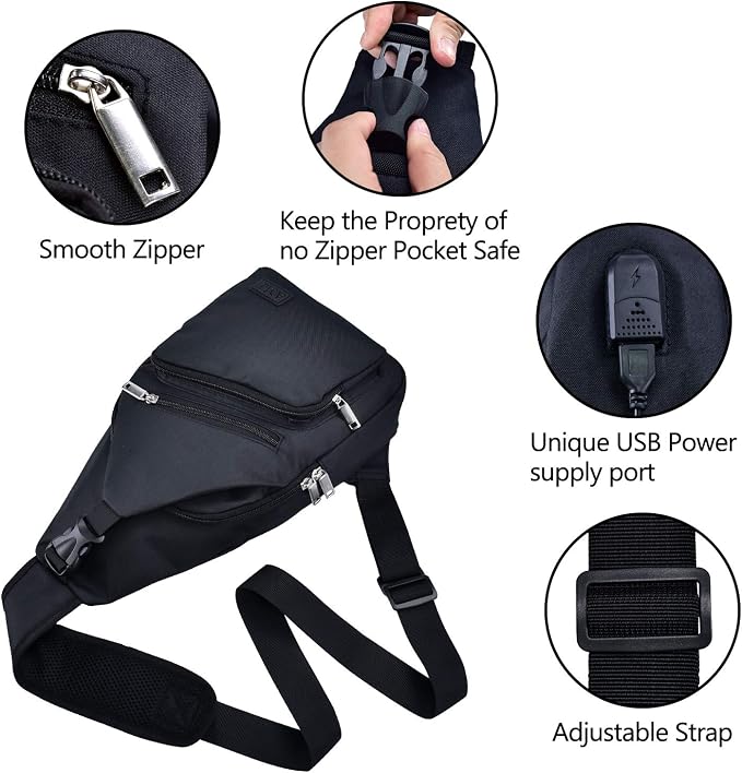 AMJ Crossbody Sling Bag Men Women, Casual Shoulder Backpack, Chest Daypack - Image 4