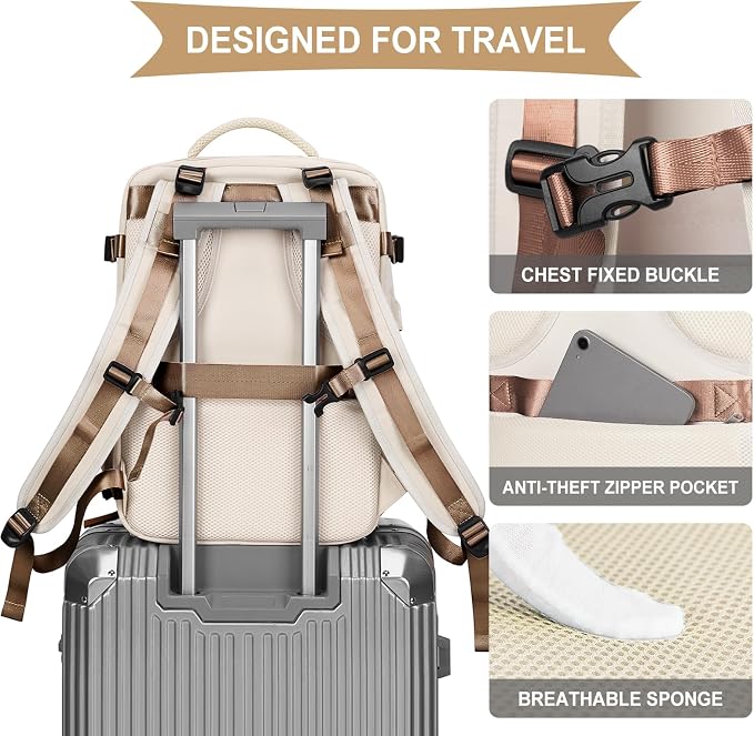 coowoz Large Travel Backpack For Women Men, Carry On Backpack Flight Approved - Image 7