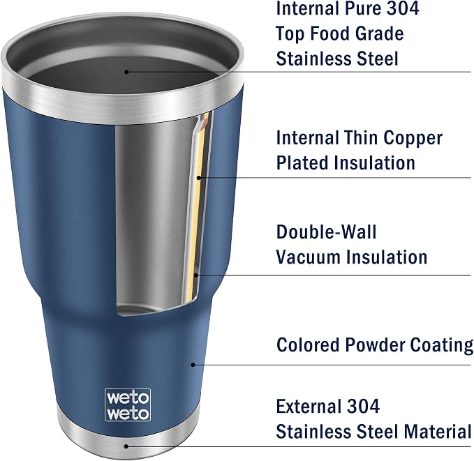 WETOWETO 30 oz Tumbler Stainless Steel Vacuum Insulated Coffee Cup Double Wall - Image 4