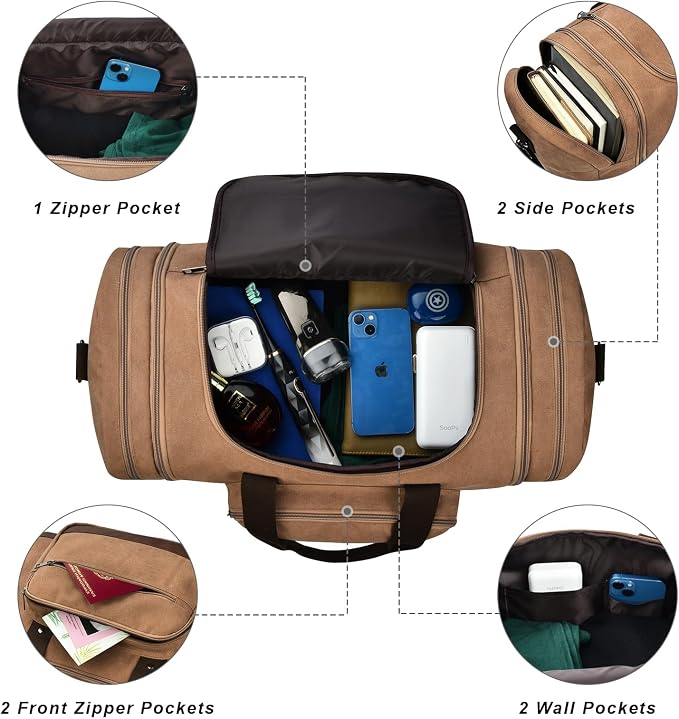 Litvyak Duffle Bag for Travel, 50L Canvas Travel Duffel Bags Overnight Weekend - Image 4