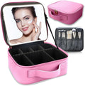 Makeup Bag with Led Mirror, Travel Makeup Organizer with 3 Color Setting by SUILU